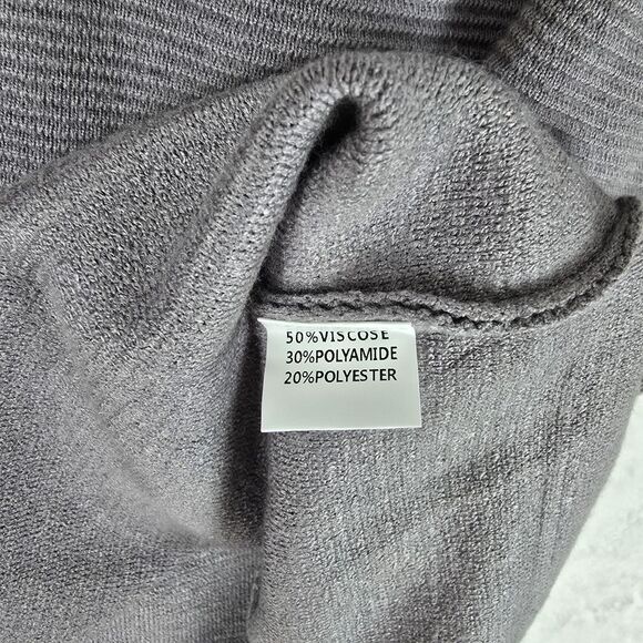 BTFBM Gray Mock Neck Ribbed Knit Top Women’s Small Long Sleeve Stretch Pullover - Picture 5 of 10